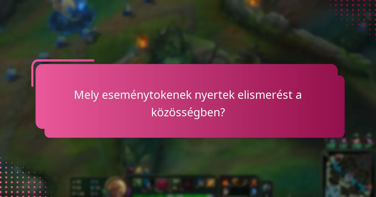 Mely eseménytokenek nyertek elismerést a közösségben?